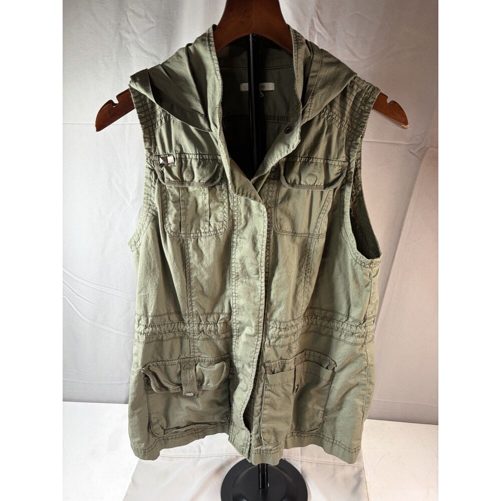 Maurices Cotton Olive Green Vest, Hoodie, Medium